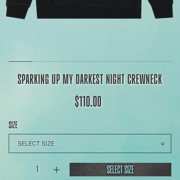 Taylor Swift Sparking Up My Darkest Night Crewneck Black Silver Sweatshirt - Picture 2 of 2